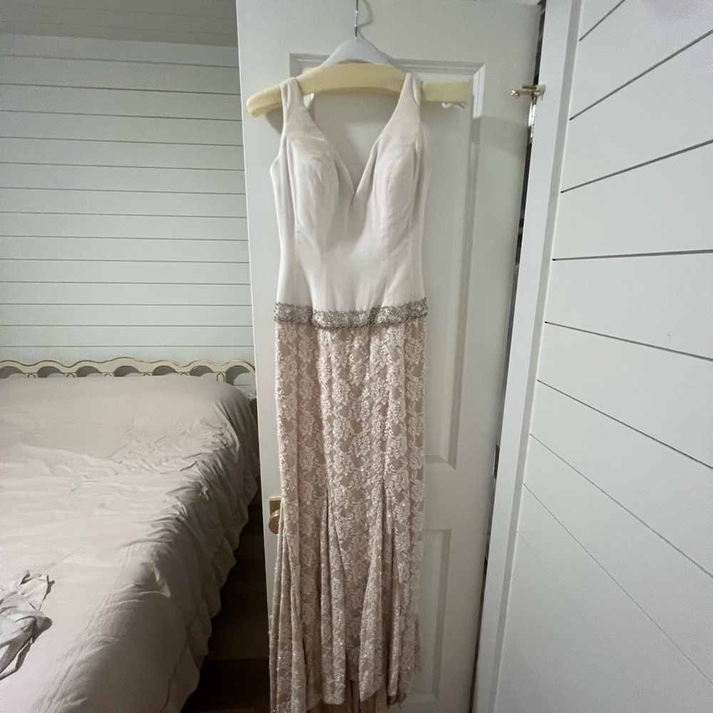 Elegant White and Cream Lace Dress